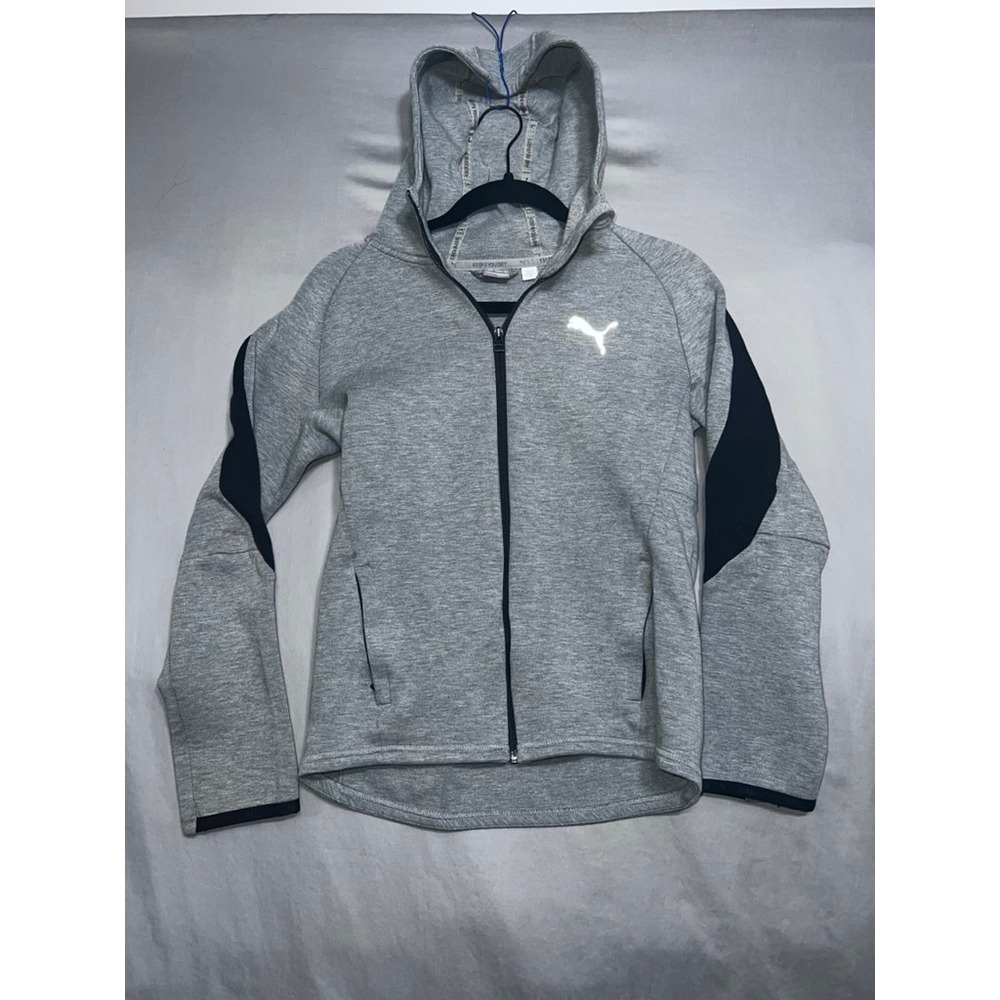 Puma Boys Heather Gray Full Zip Hoodie Athletic Sweatshirt Size Large 13-14Y